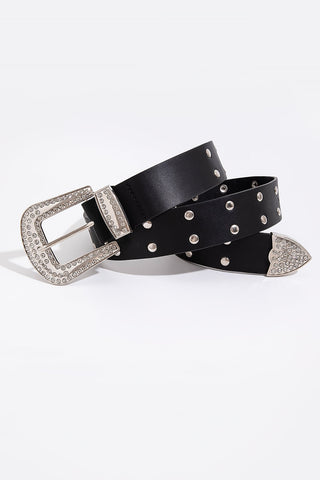 Double Row Studded PU Leather Belt