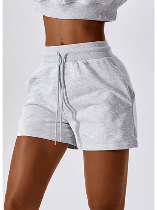 Drawstring Smocked Waist Sports Shorts