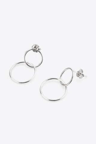 925 Sterling Silver Double Hoop Drop Earrings