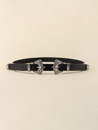 Double Buckle PU Leather Belt