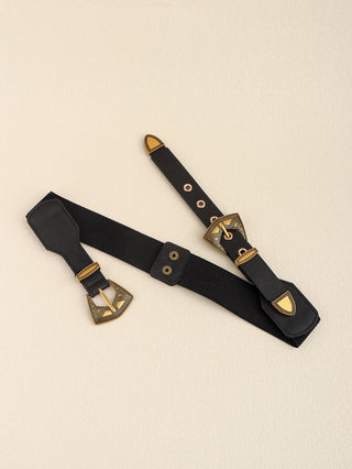 Double Buckle PU Leather Belt