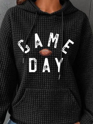 Full Size GAME DAY Graphic Drawstring Hoodie