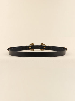 Double Buckle PU Leather Belt